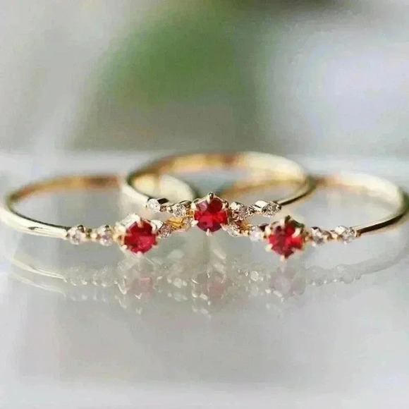 Delicate 14k Gold Over Sterling Silver Ruby Ring - Picture 3 of 4